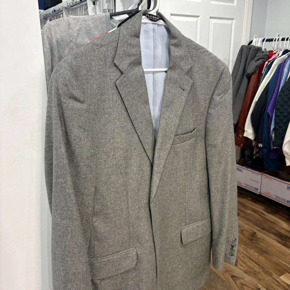 Vintage Y2K Jos. A. Bank Blazer Men 42R Grey Signature Tailored Tweed Sport Coat